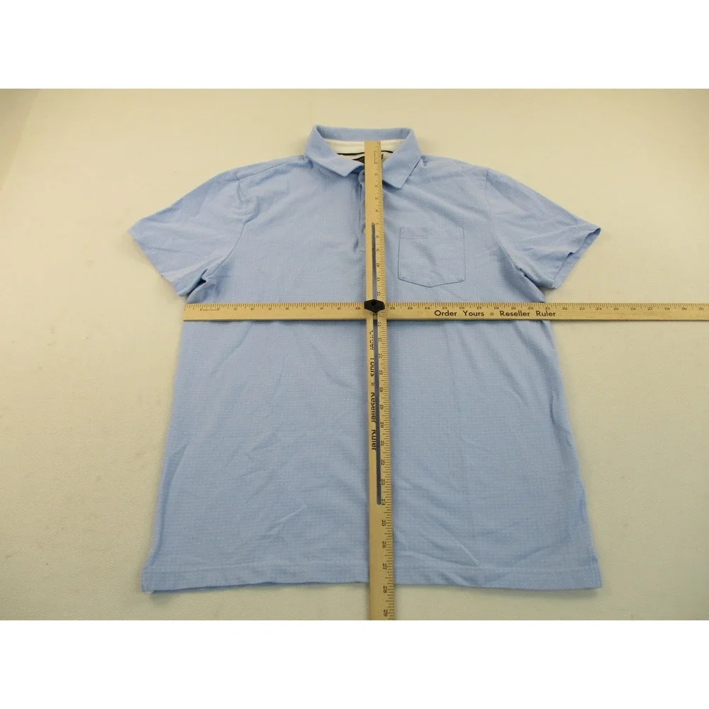Banana Republic Polo Shirt Mens L Blue Performance Pique Short Sleeve Pocket Dot